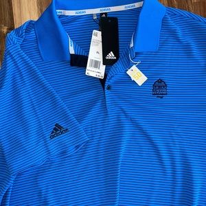 Adidas XL Golf Polo - Blue Black Pinstripe